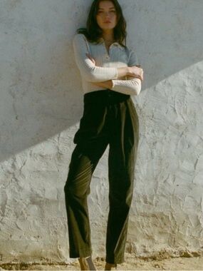 Doen Nelda Corduroy Pant Dark Green Olive Sz 4-6 Womens